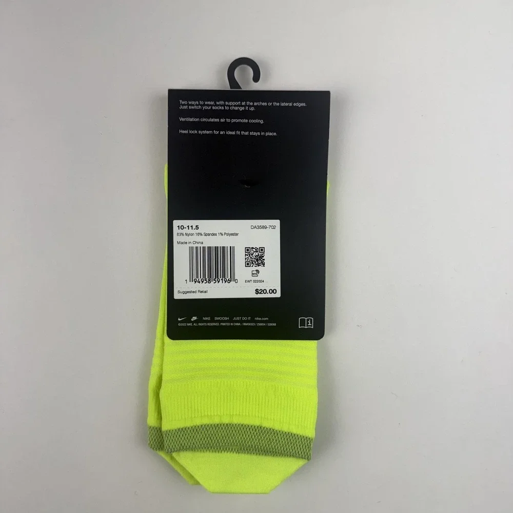 New Womens Nike Spark Lightweight Yellow Running No Show Socks Size 11.5-13